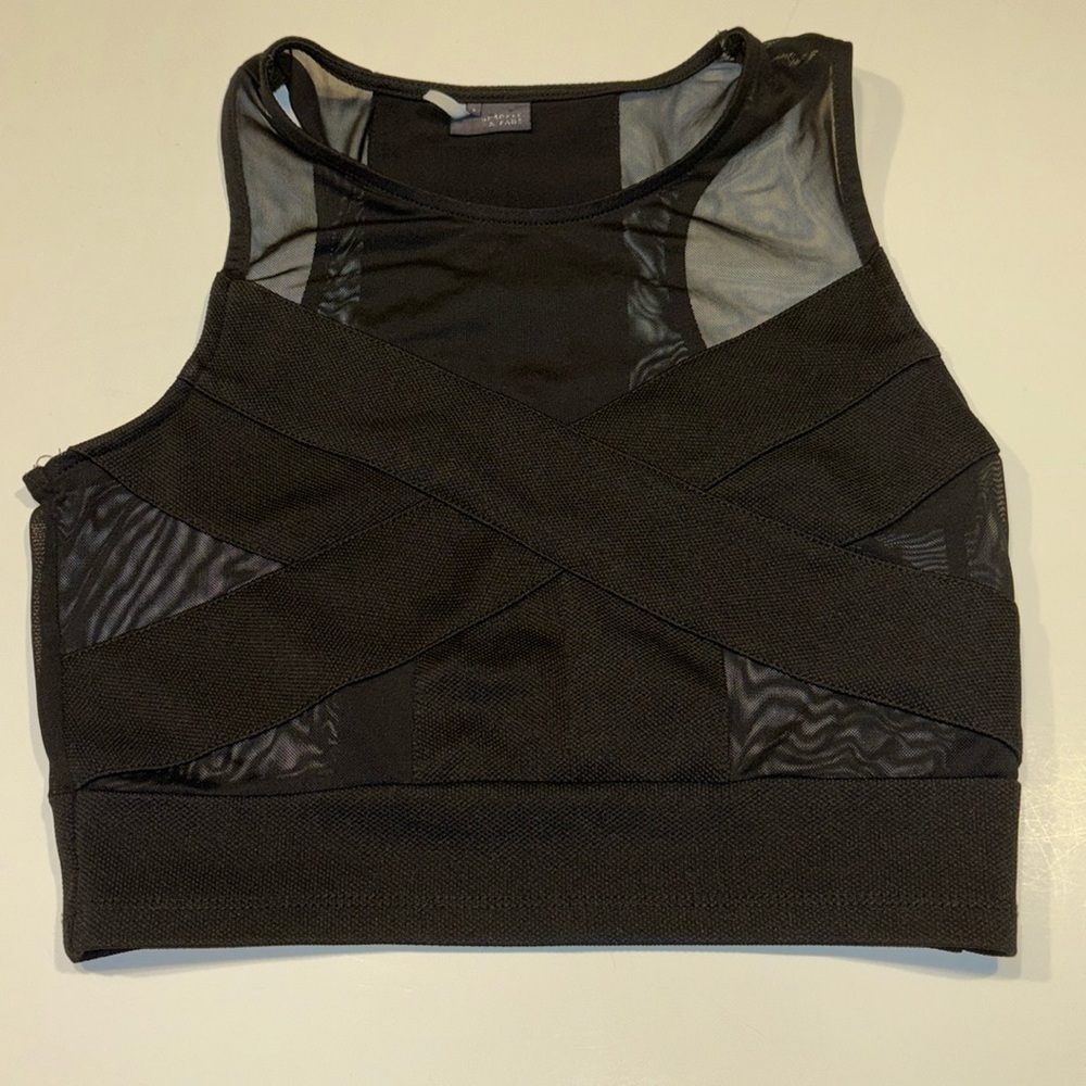 Sparkle & Fade Mesh Stretch Black Bandage Crop Top Bra Size S